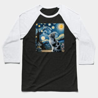 Japanese Bobtail Starry Night Inspired - Artistic Cat Baseball T-Shirt